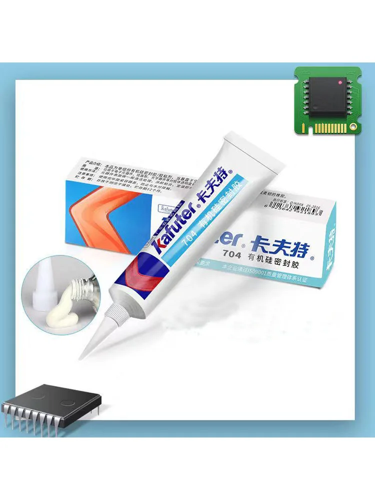 Pegamento de sellado de goma de silicona resistente a altas temperaturas, sellado electrónico aislante impermeable, conducti térmico, fijo, 704, 1 Uds.