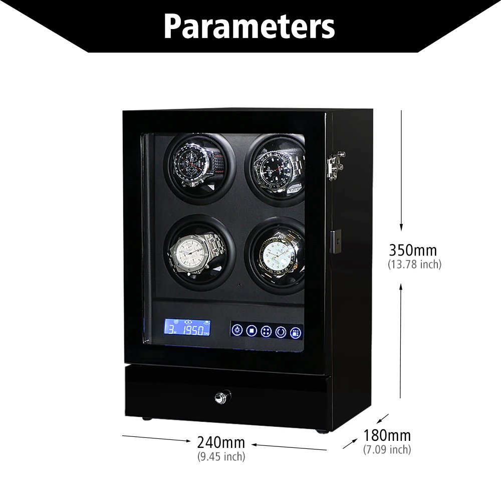 Intelligente Horloge Winder 4 Horloge Display Horloge Winder Doos Collector Met Led Touch Screen Display