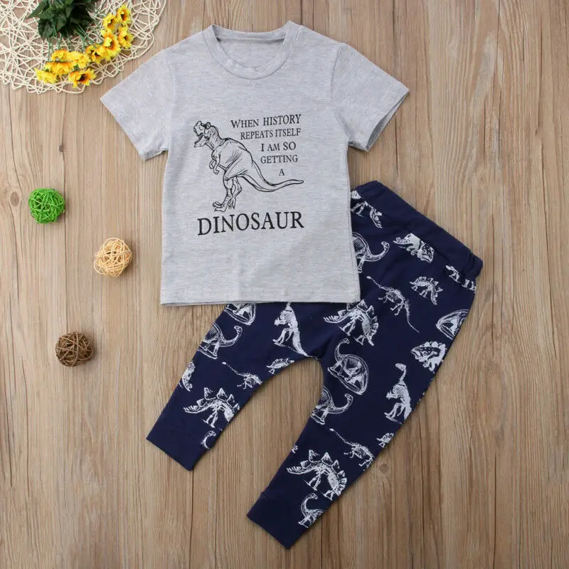 Kaus celana legging anak-anak, pakaian legging atasan dinosaurus, CELANA anak laki-laki, Kaus, pakaian balita 1Y-6Y