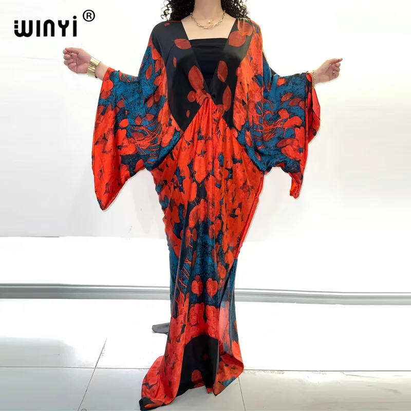 

Sexy bech vestidos christmasplus size fashion print WINYI Maxi women's robe femme long beach new neck evening party dress