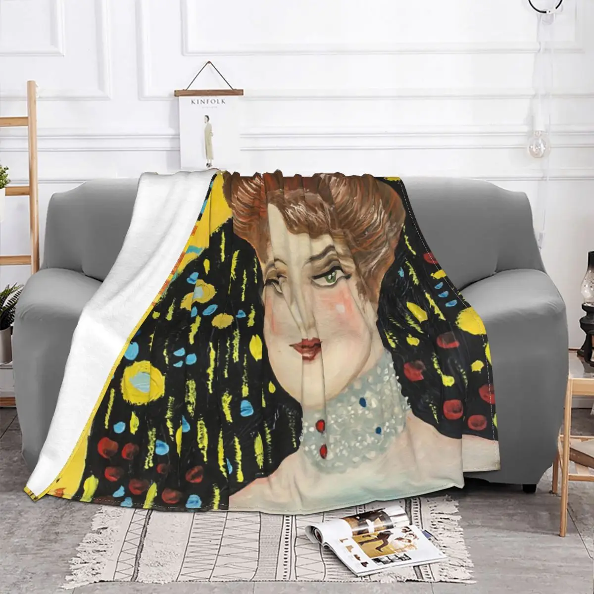 Classical Art Blanket Velvet Gustav Klimt Freyas Ultra-Soft Throw Blankets for Outdoor Travel Bedspread