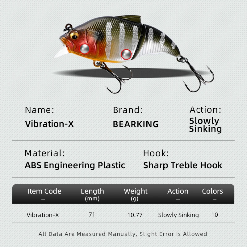 BEARKING 71mm 10g Top professional Wobblers fishing tackle fishing lures vibration bait for ice fishing Artificial accessories