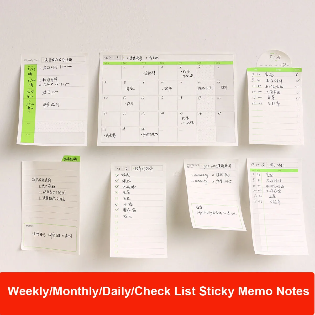 SKYSONIC Self-Adhesive Sticky Memo Note Chink List Daily Monthy Weekly Planner Notepad Notebook Kawaii Stationery Supplies image 6