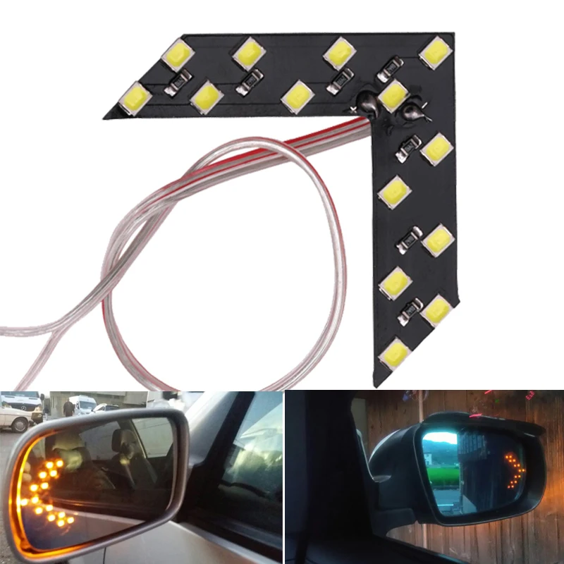 1x Car Styling LED Turn Signal Light Rear View Mirror Arrow Panels Indicator Light Rearview Mirror Signal bulb 12V 14 SMD Yellow