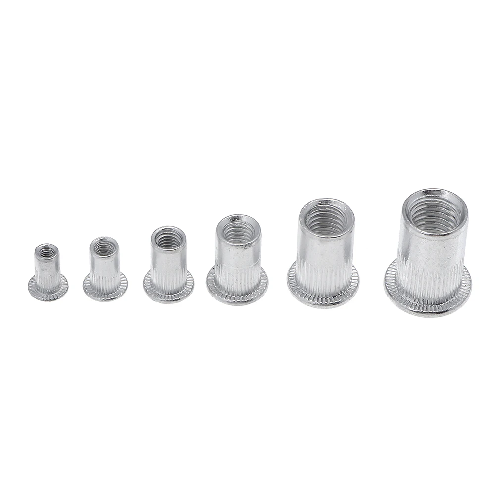 90Pcs M3 M4 M5 M6 M8 M10 Rivet Nut Aluminum Flat Head Rivet Nuts Set Insert Reveting Multi Size Rivet Nuts