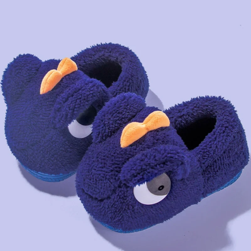 Pop Eye-Zapatillas de casa de dragón para niños y niñas, Zapatillas de lana con dibujos animados de algodón, pantuflas de otoño e invierno, CSH1130