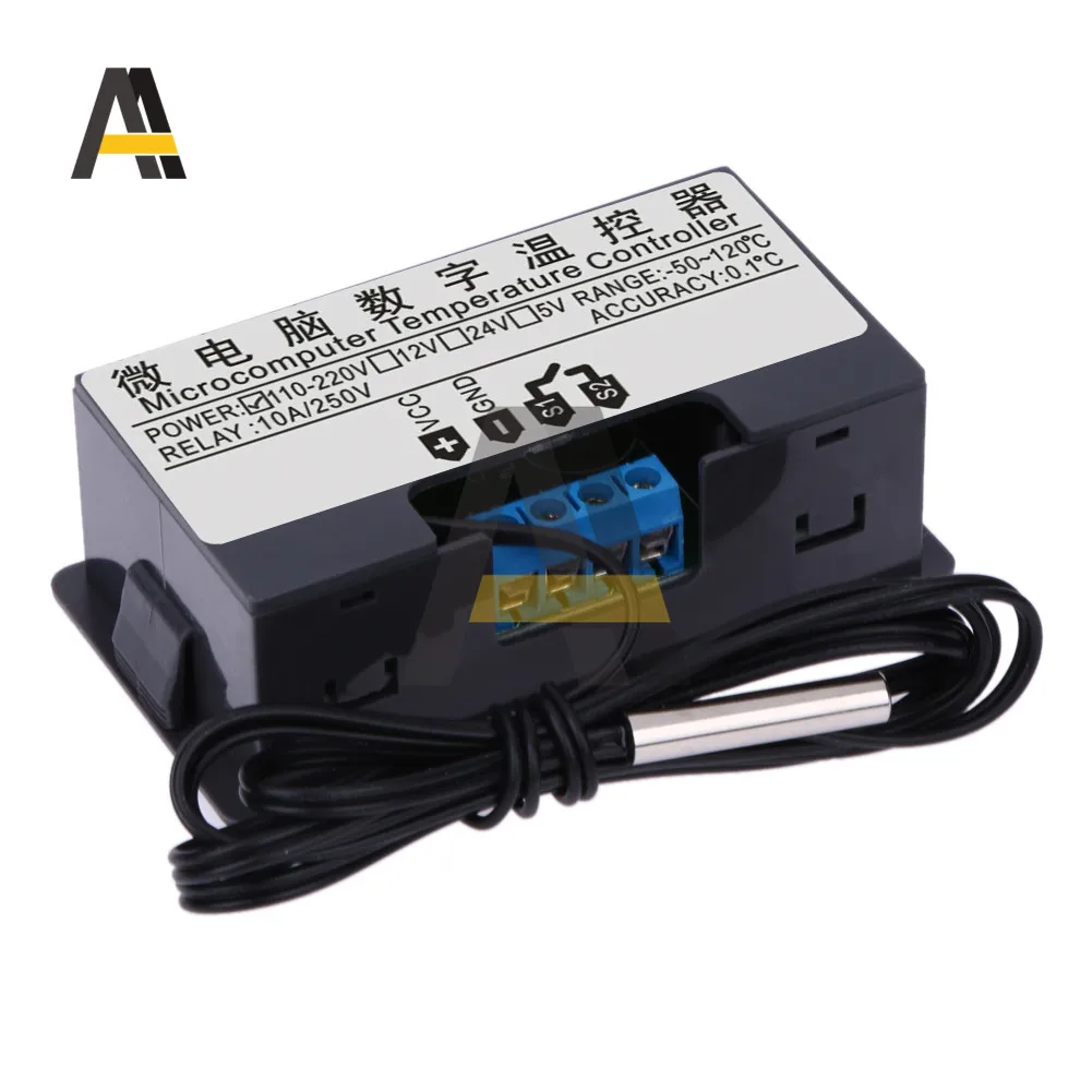W3230 12V 24V AC110-220V Probe Line 20A Digital Kontrol Suhu LED Display Termostat dengan Instrumen Kontrol Panas/Pendingin