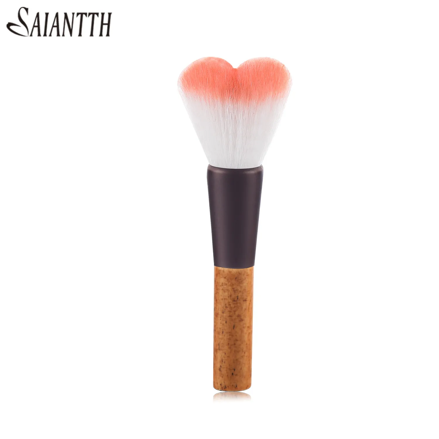 Saiantth Single Love heart Loose Powder Brush High-end Wooden Foundation Brush Beauty Tools Makeup brushes soft synthetic dency