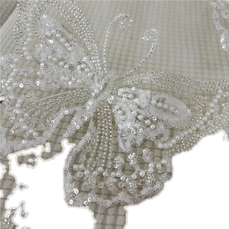 New Children\'s Clothing Veil Wedding Dress Applique Decoration Butterfly Nail Beads Sequins Patch Pearl Handmade Jewelry Lace