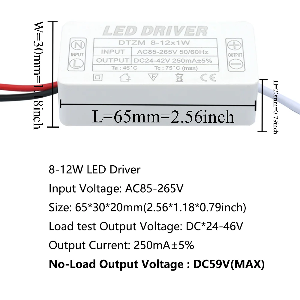 LED Driver 250mA 1-3W 3-5W 4-7W 8-12W 12-18W 18-25W 25-36W LED Power Supply Unit 250mA AC90-265V Lighting Transformers For LEDs