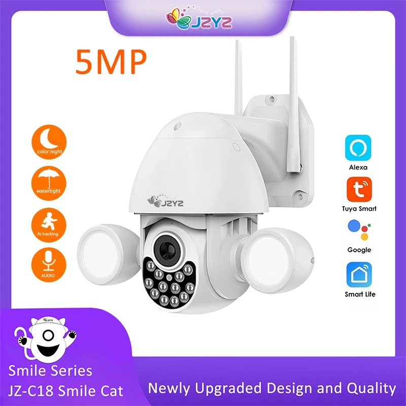 

JZYZ 5MP PTZ Security Camera 5MP 2.4G Wifi 4X Digital Zoom AI Human Tracking Two Way Audio H265 Cloud Storage Video Surveillance