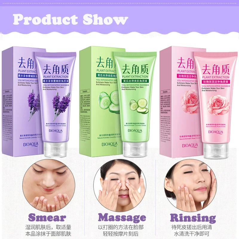 Bioaqua 3 styles Facial Cleanser Natural Facial Exfoliation Exfoliating Peeling Scrub Face Removal Deep Exfoliator Skin Care