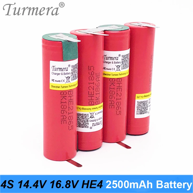 

4S Lithium Battery Pack 16.8V 14.4V 18650 HE2 2500mah 20A 35A Discharge Current for Screwdriver Battery and Shurik (customize)