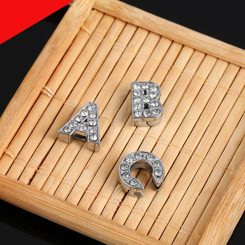 DIY Silver Color Rhinestone Words English Letter for Choker Necklace Collar Bracelet Keychains 10pcs/lot