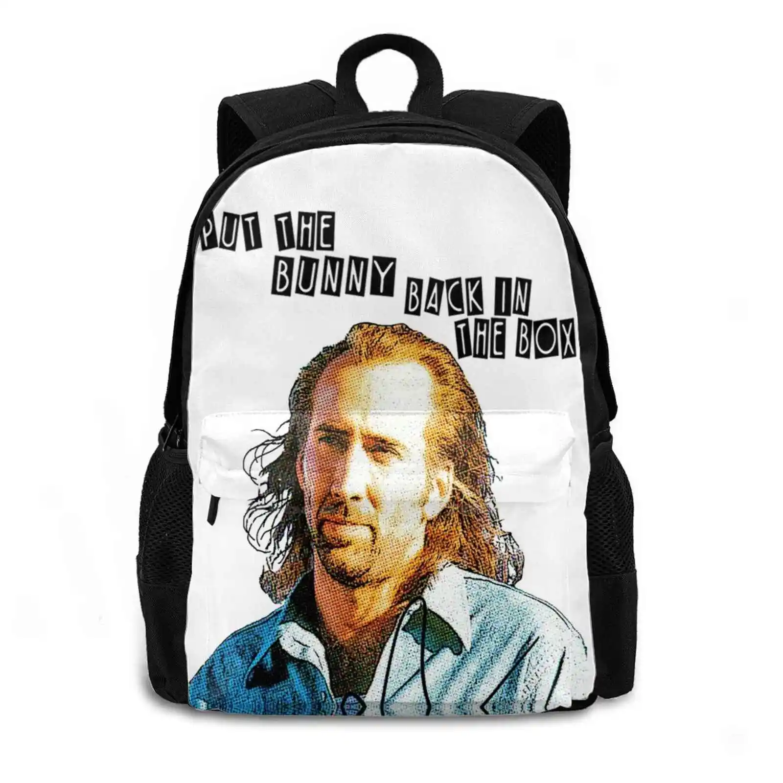 Put The Bunny Back In The Box Pattern Design Bagpack School Bags Nicolas Cage Funny Cameron Poe Nic Cage Movies National