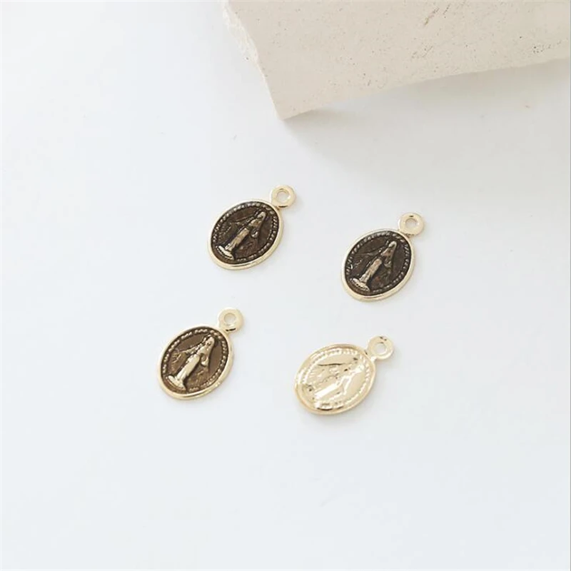 10pcs new creative 18K gold plated oval Jesus charms connectors for diy earrings necklace pendant jewelry accessories material