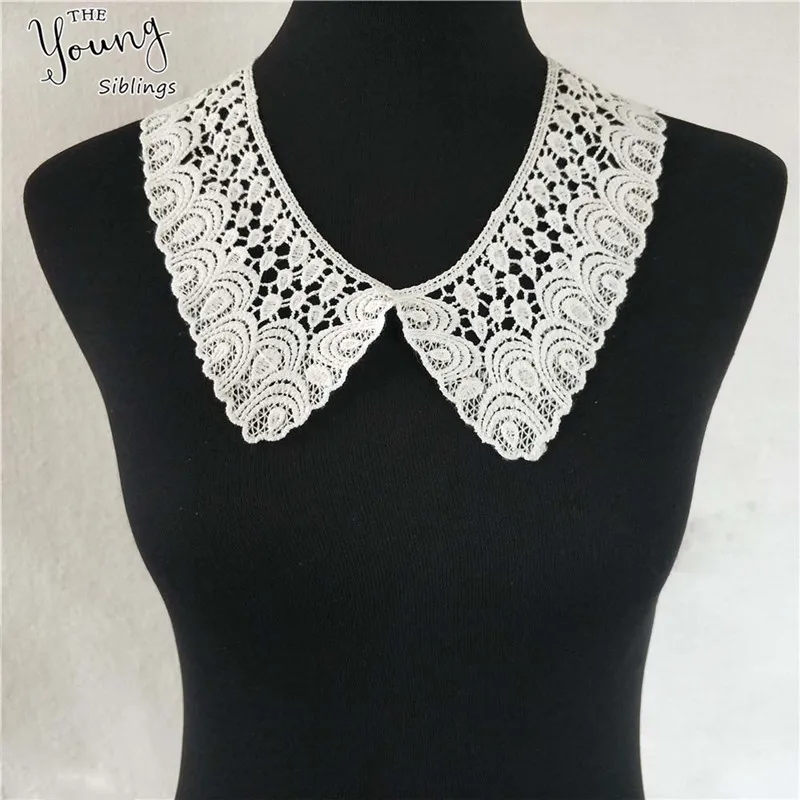 White milk fiber Laces fabric collar Baby hair bands Embroidery Hollow out Detachable collar Craft materials Dress Accessories