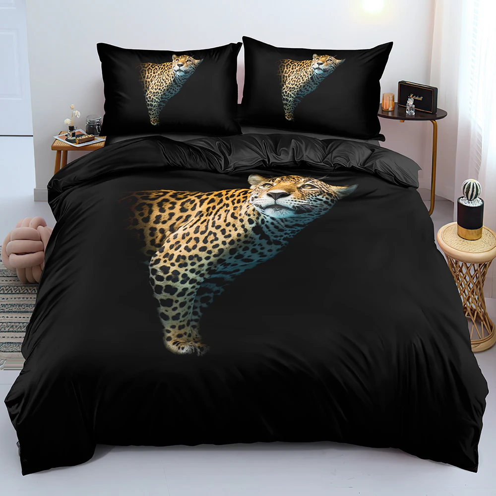 

3D Duvet Cover Sets Bedding Sets Comforter Cases and Pillow Covers 210*210 200*200 245*210cm Design Animal Leopard Bedclothes