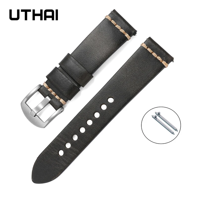 Watchband 20mm 22mm watch band leather strap Oil wax color changing cowhide vintage men\'s strap watch accessories Z75