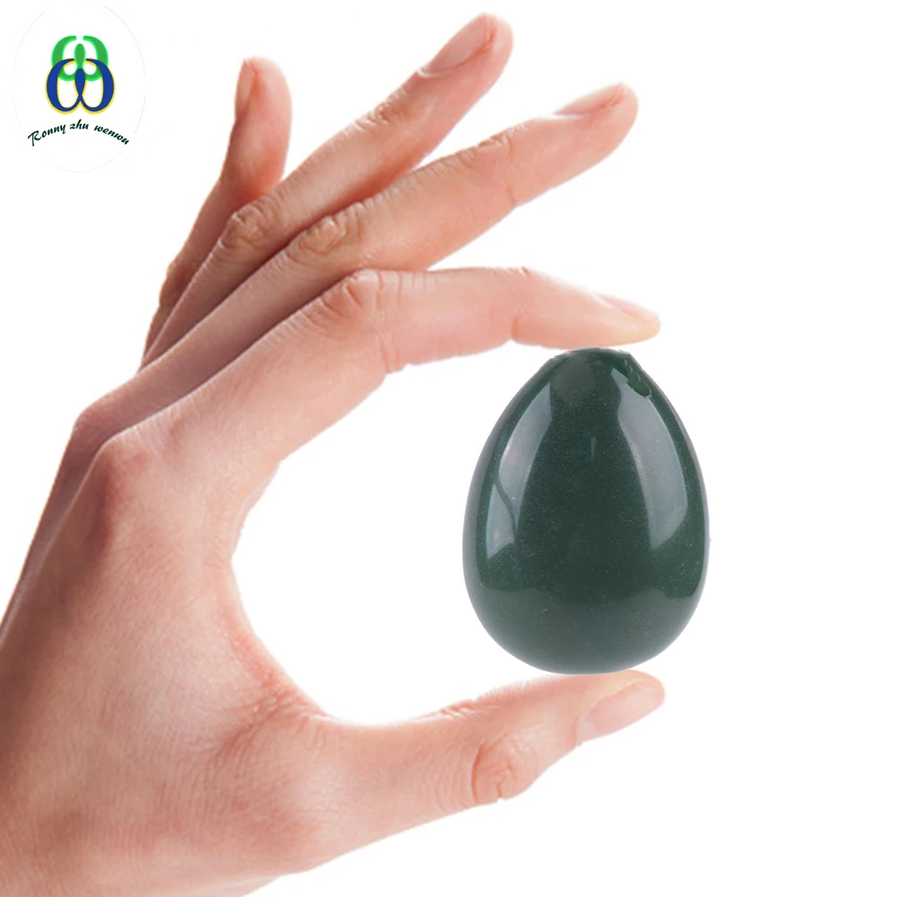 Natural Green Aventurine Jade Egg Drilled Yoni Egg Ben Wa Ball for Women Pelvic Floor Muscle Vaginal Tighten Kegel Exerciser