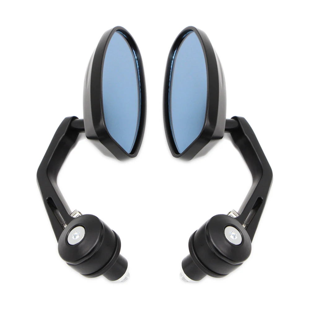 Blue Oval 7/8'' Handlebars End Motocycle Rearview Side Wing Mirror Universal Scooter Side Mirror for Honda BMW Suzuki Yamaha