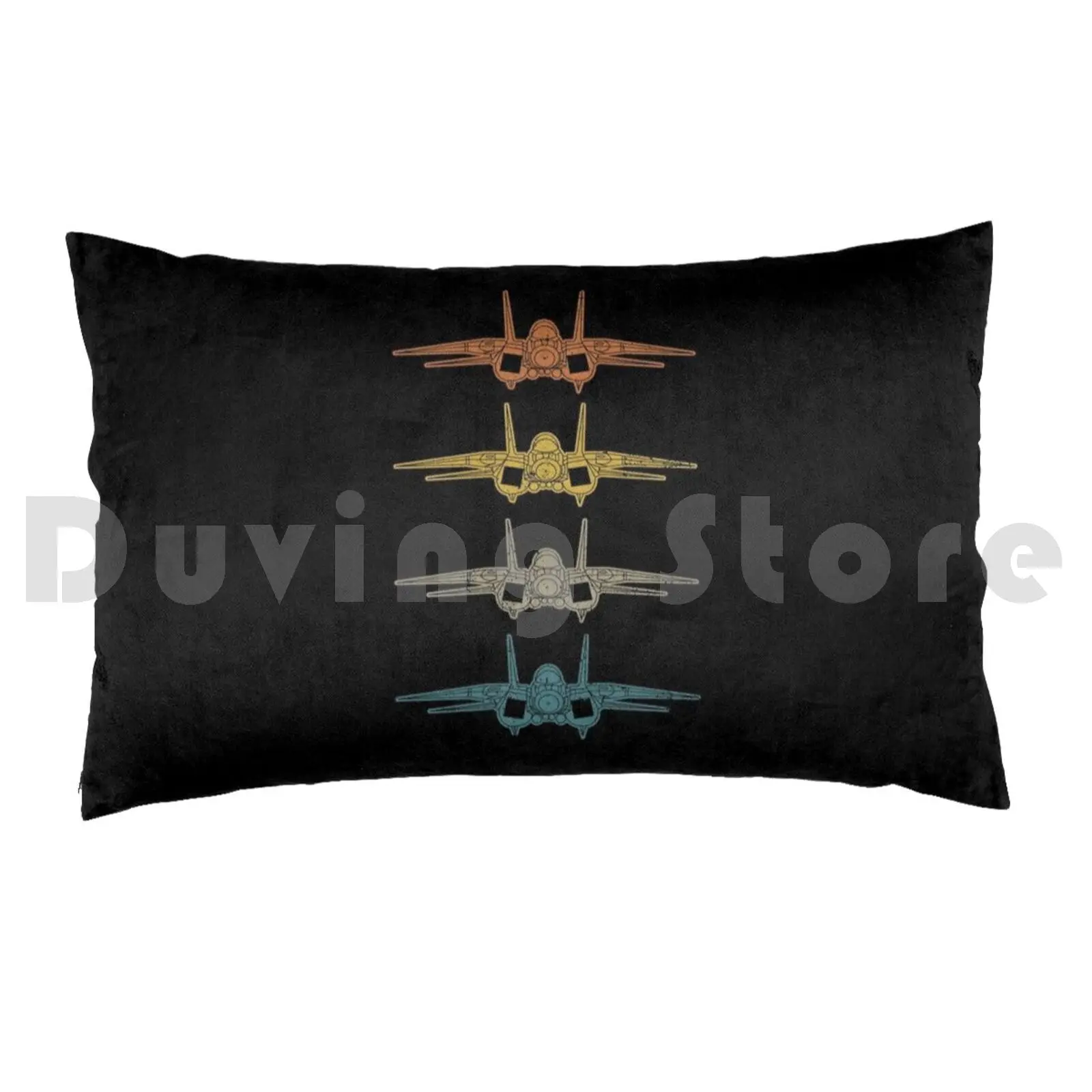 Retro F14 Tomcat Schematic Vintage F-14 Fighter Jet Lover Shirt Gear Pillow Case Printed 50x75 Military