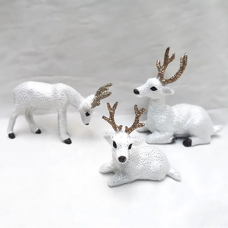 Simulation Lying Christmas Sika Artificial Deer Reindeer Fairy Garden Miniatures Prop Animal Model Figurine Shop Window Showcase