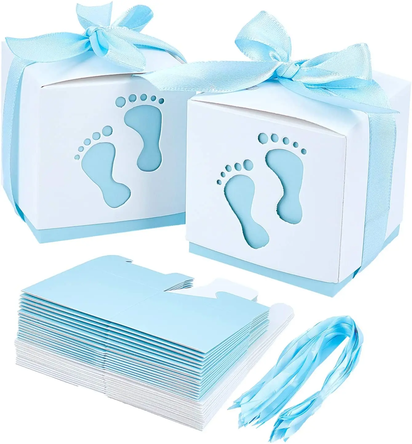 10pcs Newborn Baby Boxes Footprints Candy Packaging