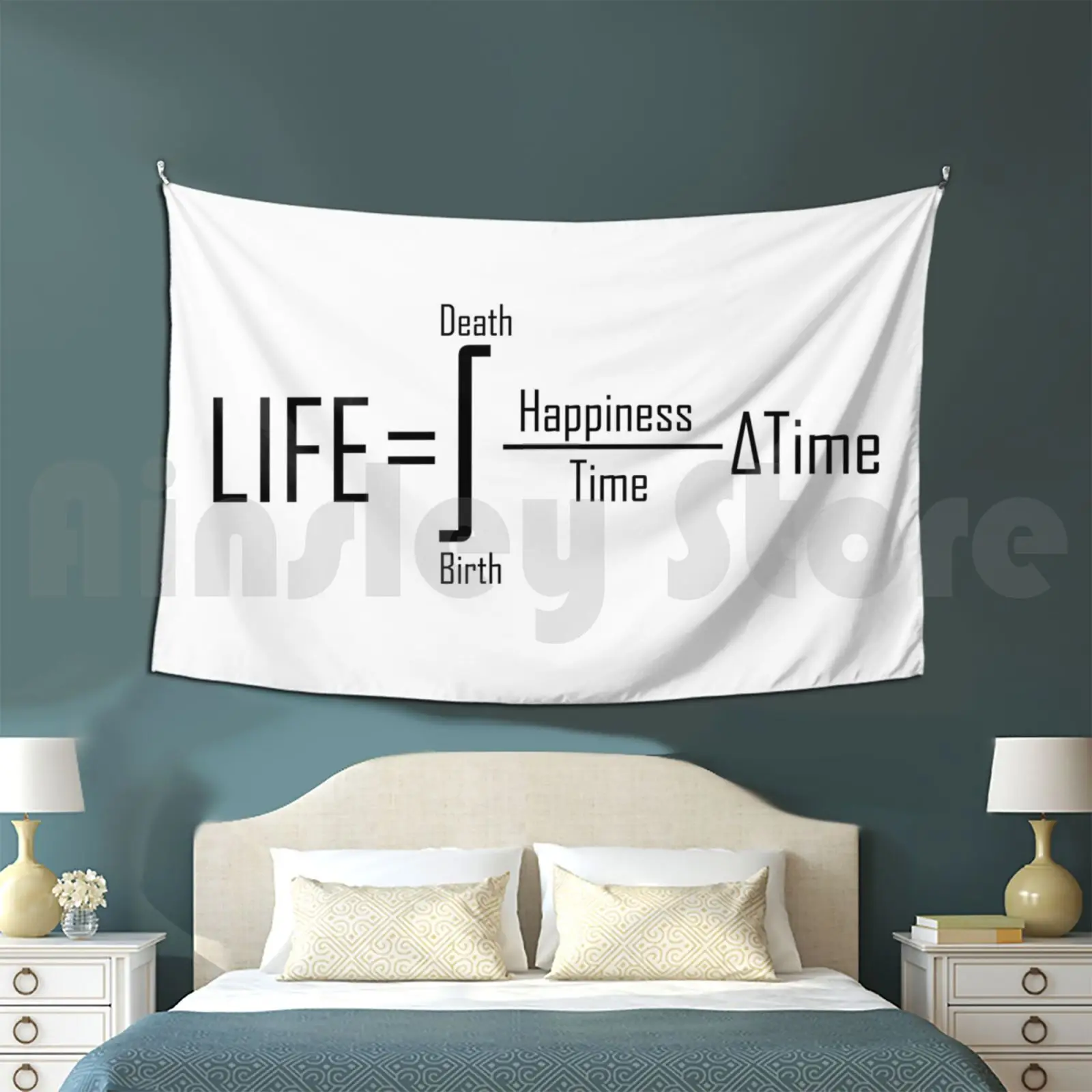 Life Integral | Mathlovers | Science | Geek Tapestry Living Room Bedroom Integral Math Calculus Derivative