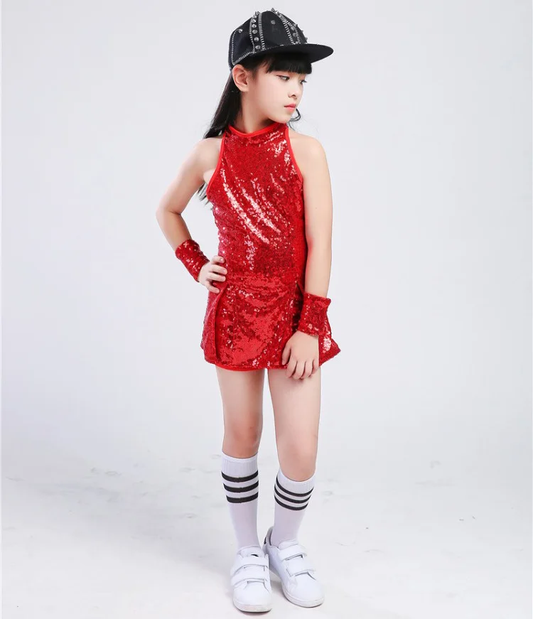 Children Stage Dancewear Kid Hip-hop Jazz Dance Suit Girl Modern Dance Clothing Girl Cheerleading Costumes