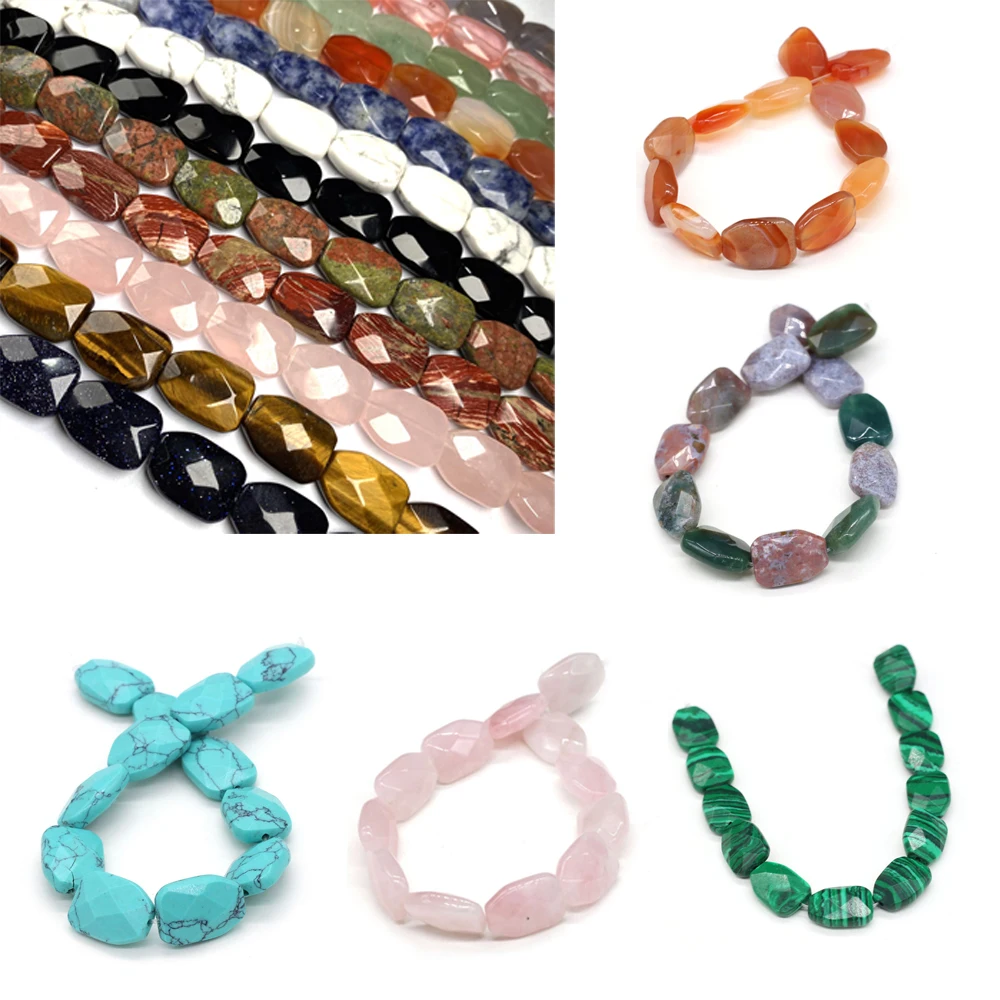 Crystal Faceted Beads Natural Stone Tiger Eye Rose Quartz Turquoise Loose Beads Accessories DIY Necklace Bracelet Making Jewelry