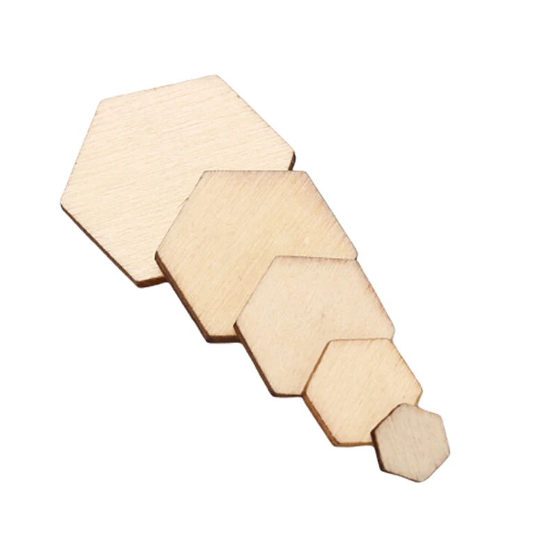 100 pz/lotto forma esagonale legno fai da te taglio Laser abbellimento artigianato decorazione ornamenti matrimonio
