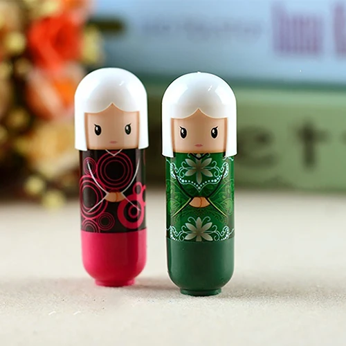 1Pc Cute Japanese Doll Clear Moisturizing Repair Lip Balm Lip Protector Lipstick Moisturizing Anti-Drying Lip Balm Random Color