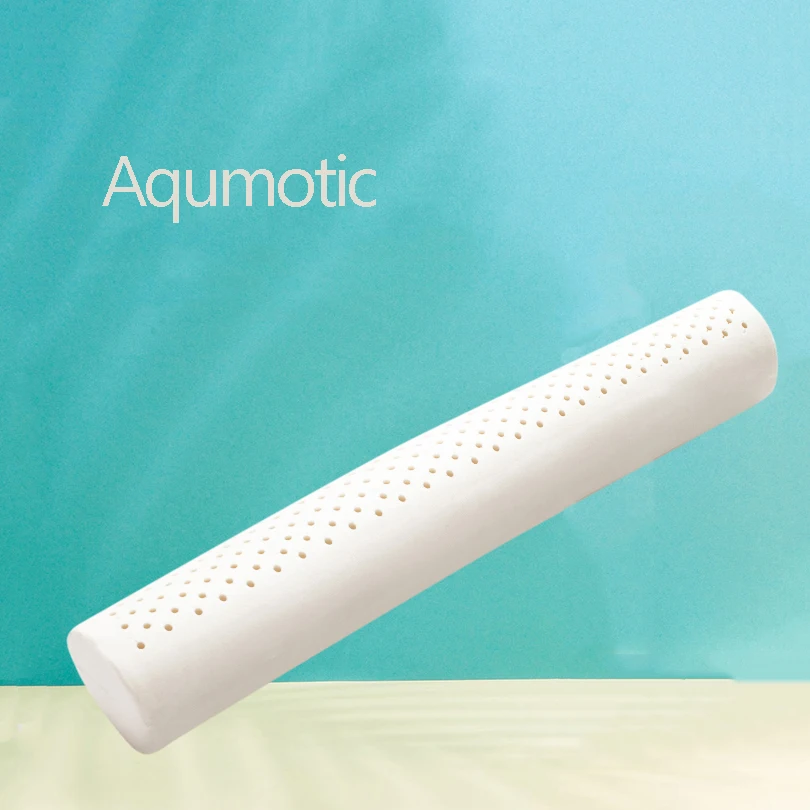 Aqumotic Latex Long Round Pillow with Pillowcase 60cm Repair Cervical Pillow Neck Nursing Comfortable Soft Home Bed Tool