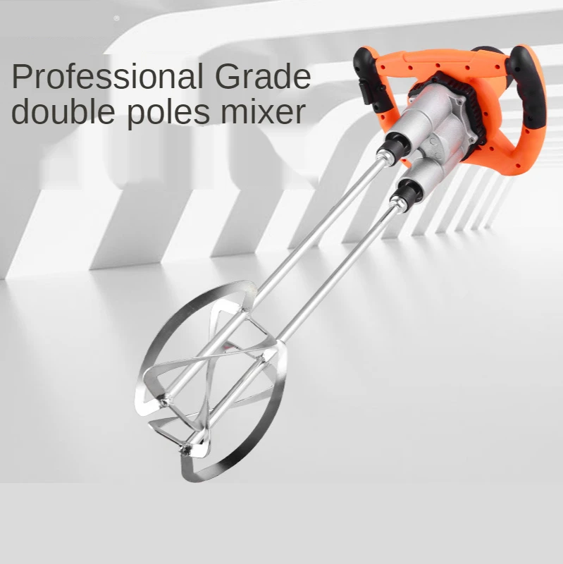 1600w 6-speed speed regulation handheld double rod electric mixer paint putty cement concrete industrial mixer power tool