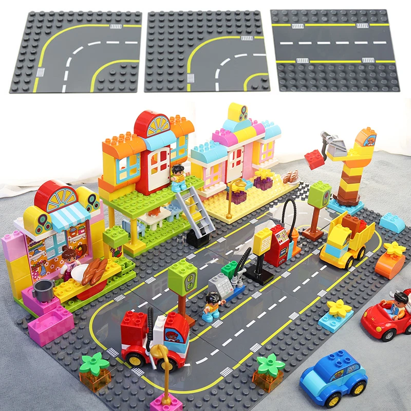 

new Highway Road Baseplate With Brick Series City Street Base Plate Big Building Blocks Assembled Educational Toys Children Gift