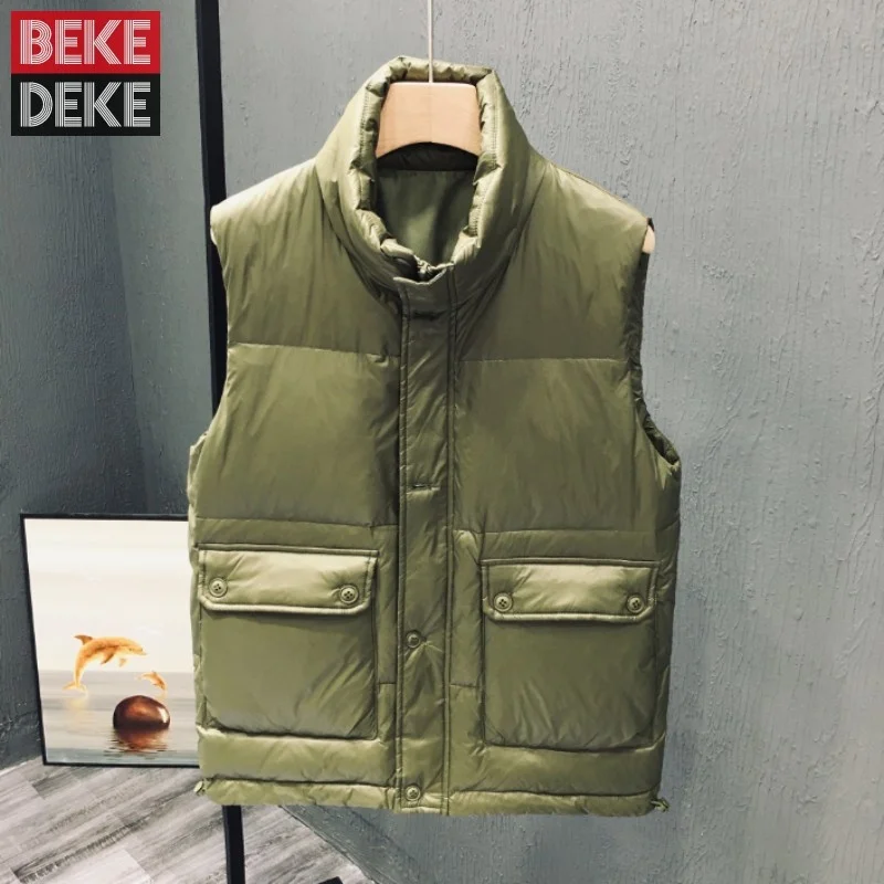 Vests Winter Mens Sleeveless Down Jacket Outdoor Warm Stand Collar Waistcoat Slim Fit Casual Vest Men Outerwear Plus Size 5XL