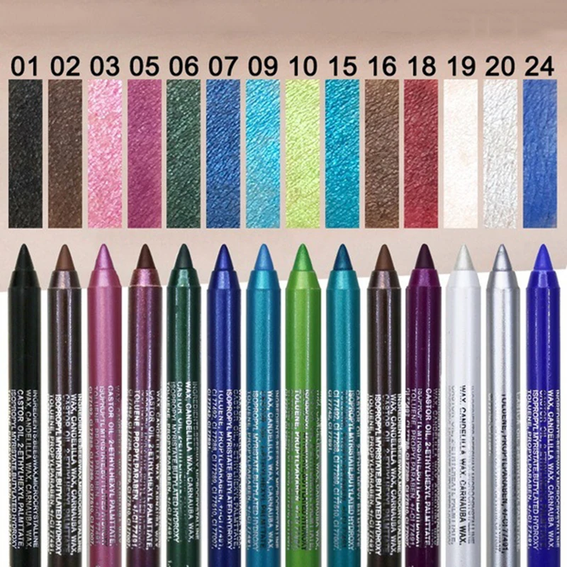 Lápis delineador de longa duração, 14 cores, pigmento à prova d\'água, azul, marrom, preto, caneta delineadora feminina, moda cor, maquiagem cosmética