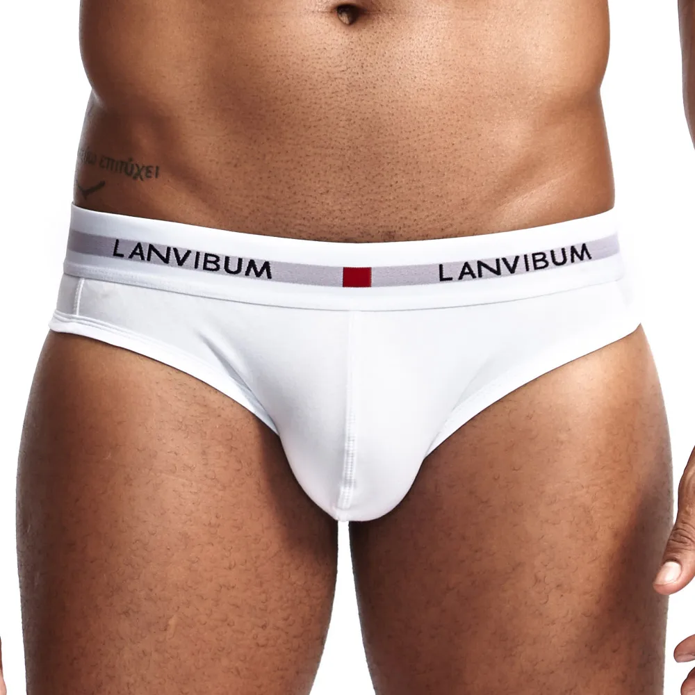 LANVIBUM men underwear solid convex underpants comfortable cotton briefs man soft male shorts