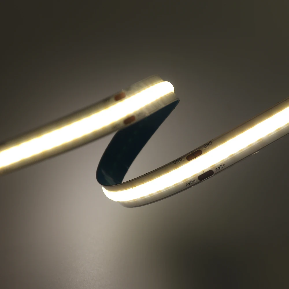 Led Cob Strip Flexible Light 24V DC Super Bright 10-14W/m 308LED 384LED 528LED LED Ribbon Tape Light Home Decoration 3 Color New