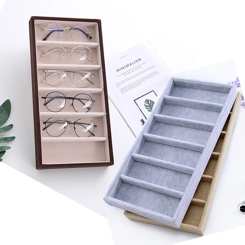 Brand New  Glasses Cases Gray Velvet Sunglasses Display Box  Glasses Display Props Jewelry  Storage Organizer Tray