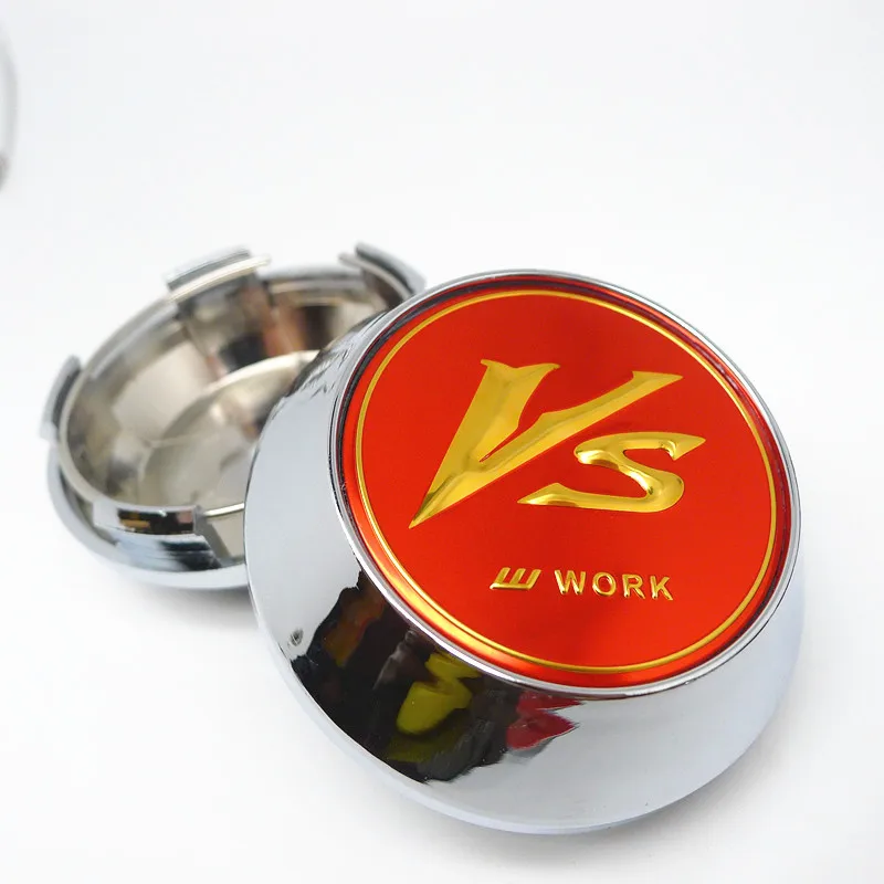 휠 허브 커버 센터 캡, VS W Work Emotion X7 자동차 레이싱 스타일링 배지 엠블럼 액세서리, 65mm, 4 개