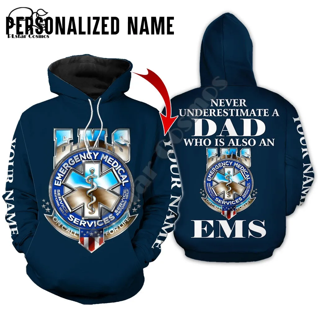 PLstar Cosmos Emergency Medical Service EMS 3D Printed Hoodies Sweatshirts Zip Hooded For Men/Women Casual Streetwear Style-E15