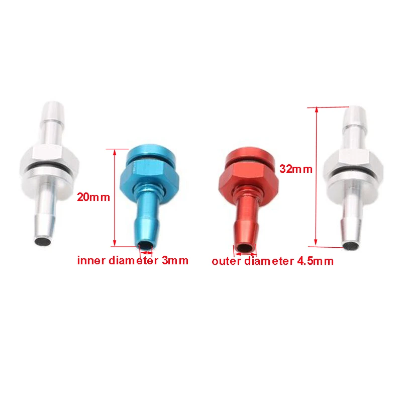 10PCS Water Nipples 20/32mm M6 Thread RC Boat Fuel Nozzles Water Drain Outlet Aluminum Alloy Connector for 3X5/4X7mm Tubes