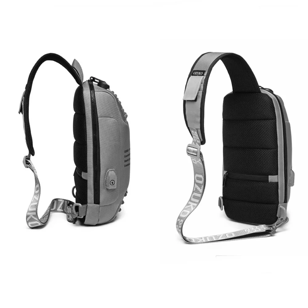 Men USB Anti-Theft Sling Backpack Crossbody  Shoulder Casual Daypack Rucksack for Men Chest Bag