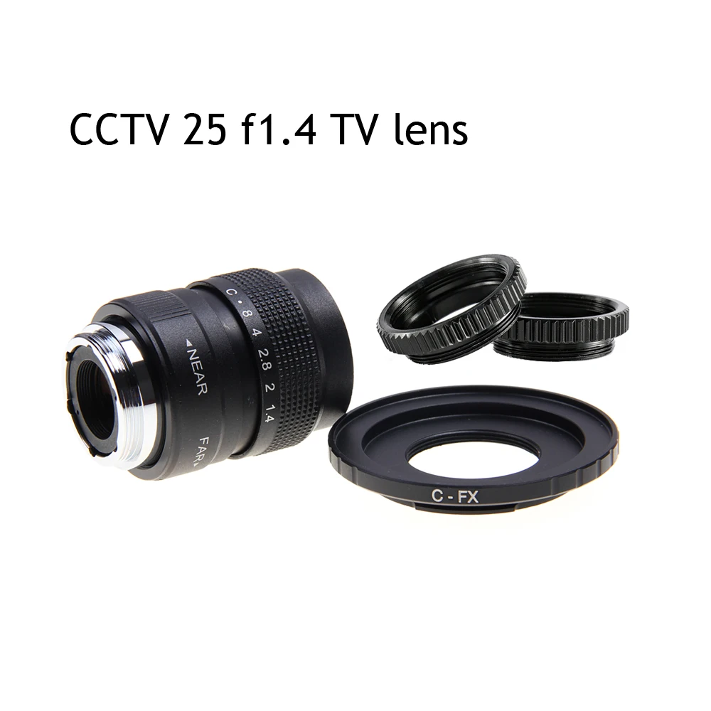 25 มม.F1.4 กล้องวงจรปิดทีวีเลนส์ภาพยนตร์ + C Mount สําหรับ Fuji Fujifilm X-H2 X-H2 X-A2 X-A1 X-T1 X-T2 X-T10 X-E1 X-E2 X-1M X-Pro1 X-Pro2 X-MOUNT