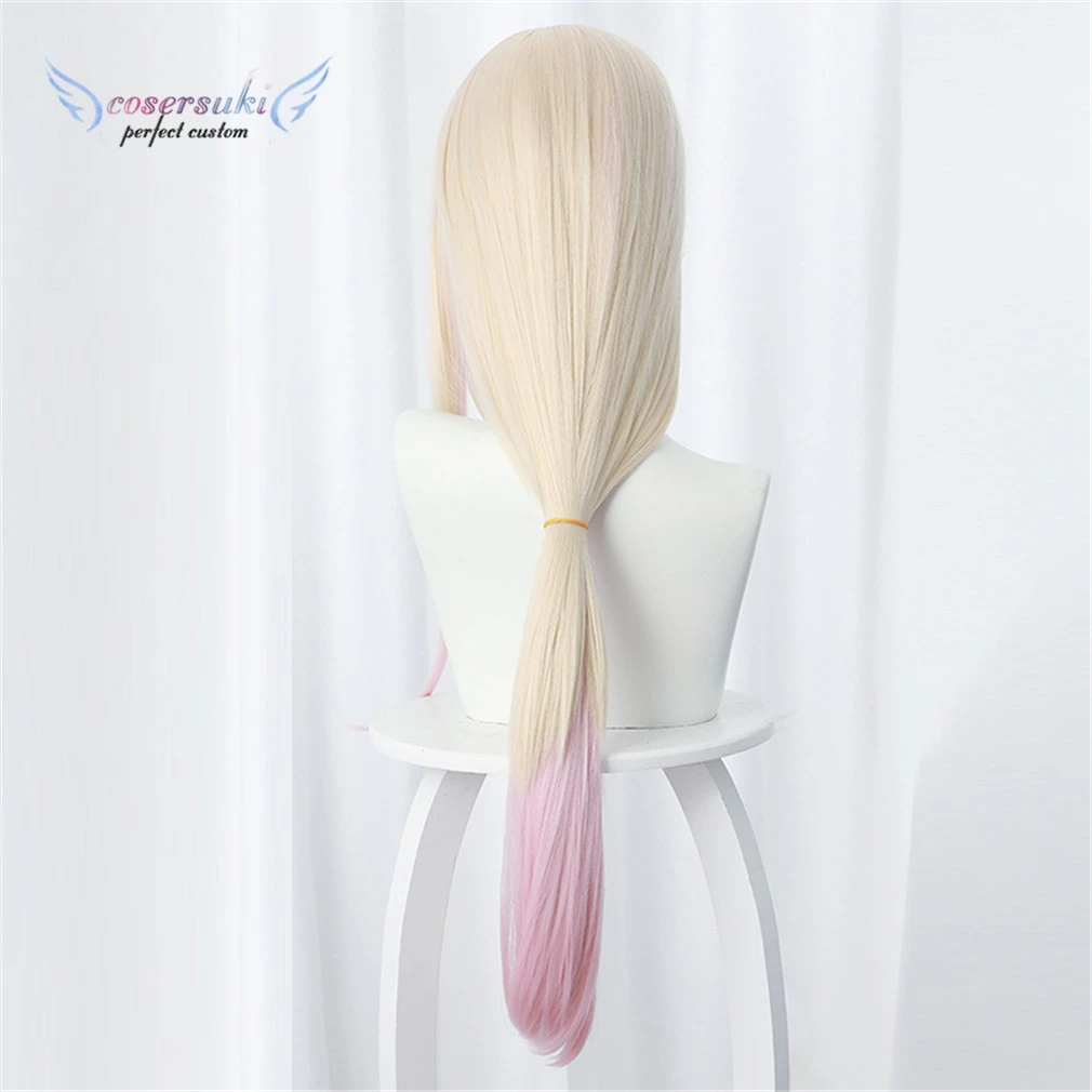 Anime Fujito Chiyuki Cosplay Wig 80cm Woman Long Yellow Gradient Light Pink Heat Resistant Synthetic Hair Party