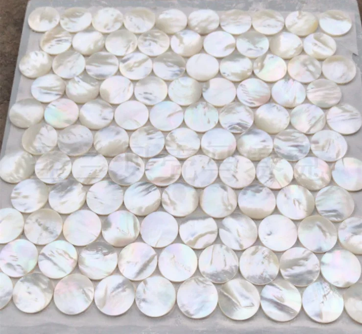 3D Penny Round Luxury White Mother of Pearl Kitchen Backsplash Shell Mosaic Tile MOPN029