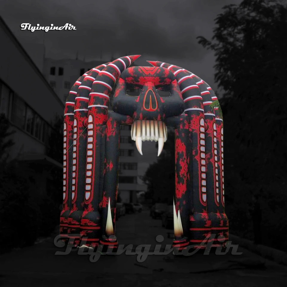 Outdoor Carnival Party Entrance Gate Inflatable Skull Structure Arch 6m/8m Blow Up Devil Skeleton Archway For Concert Decoration