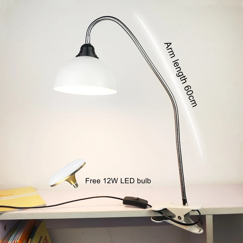 High-power 20W LED Flexible Desk Lamp Ultra-bright Work Tattoo Nail Make up Clip-on Table Light Portable With Free 12W LED bulb